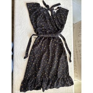 LC Love Lauren Conrad Women's Heart Dress Black Size Medium Tie Waist